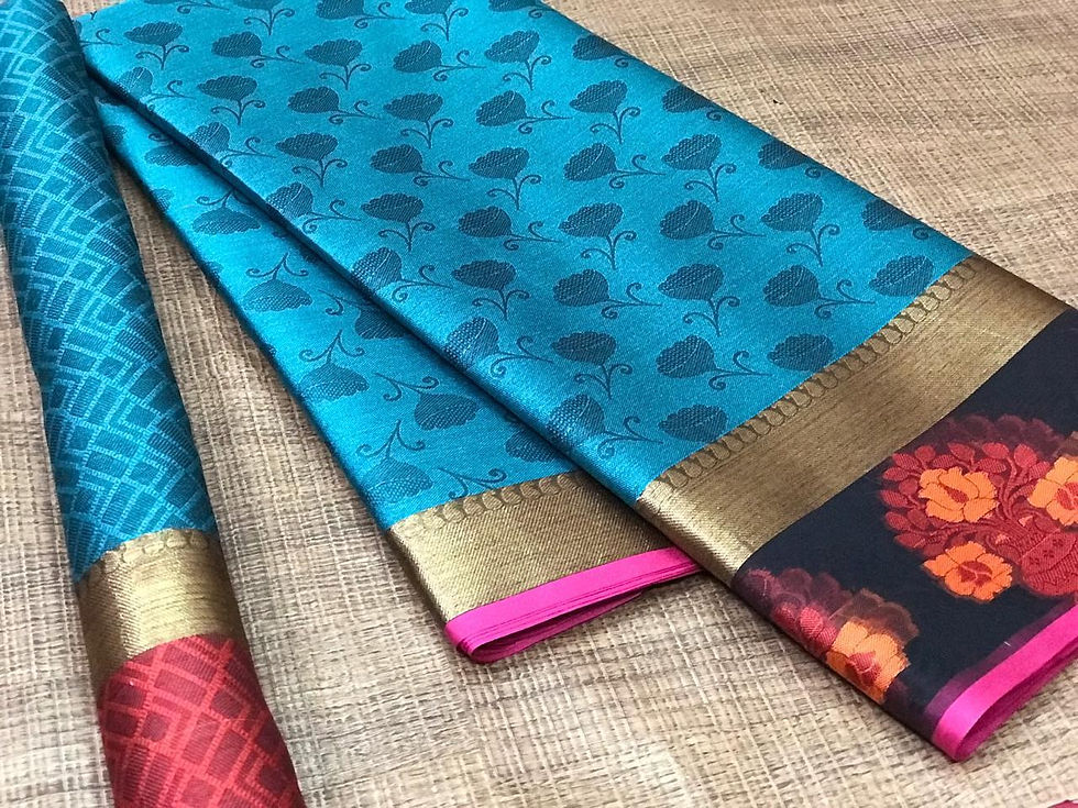 Thumbnail: Exclusive Banarasi kora muslin saree with running brocade blouses 