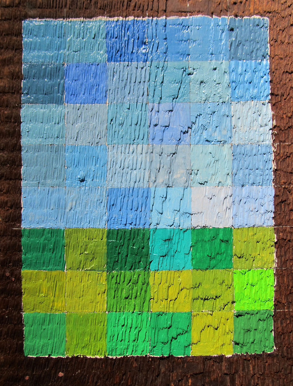 "Geometric Abstract" 2018 oil on wood 10.5 in x 8.5 in