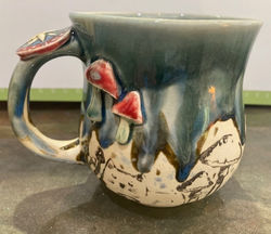 mushroom mug with cat