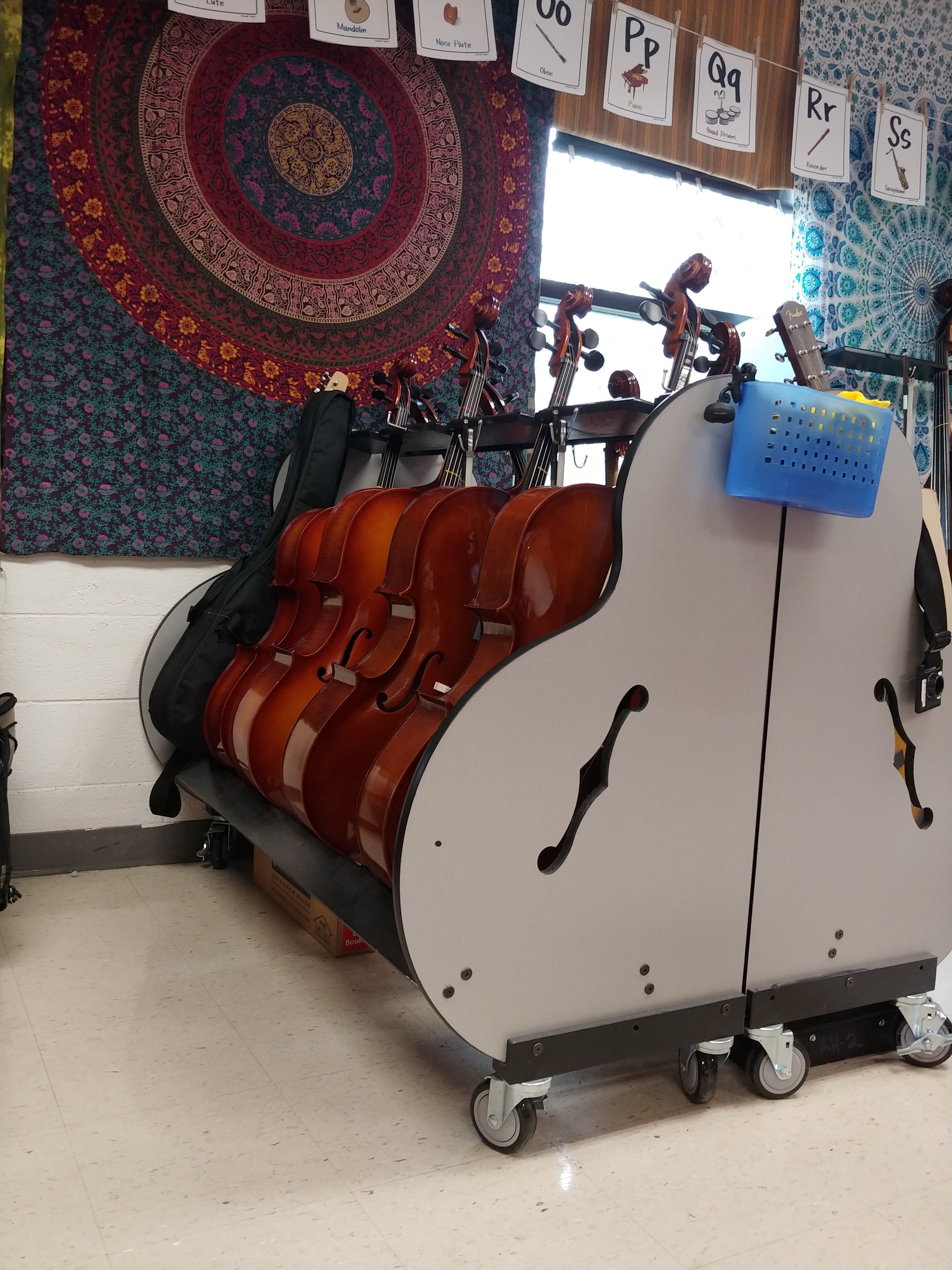School supplied cellos for student use during the school day