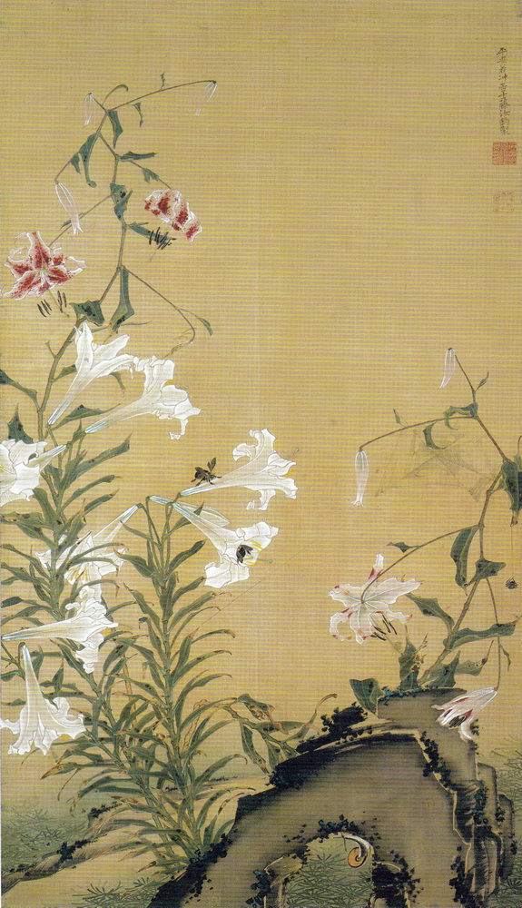 若冲 「牡丹・百合図」の百合(部分) 慈照寺蔵