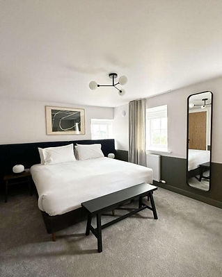 Modern bedroom with a large bed