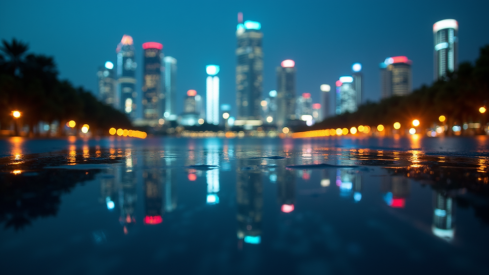 Eye-level view of an illuminated skyline showing Thailand's growing technology sector