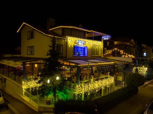 Kepos Balık Evi exterior at dusk – The premier destination for fresh seafood and modern meyhane culture in Ankara.