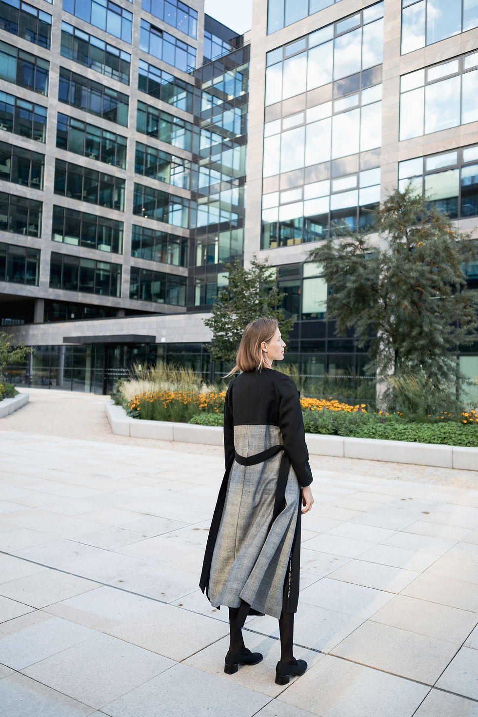 Thumbnail: black and checked women's coat for spring and autumn