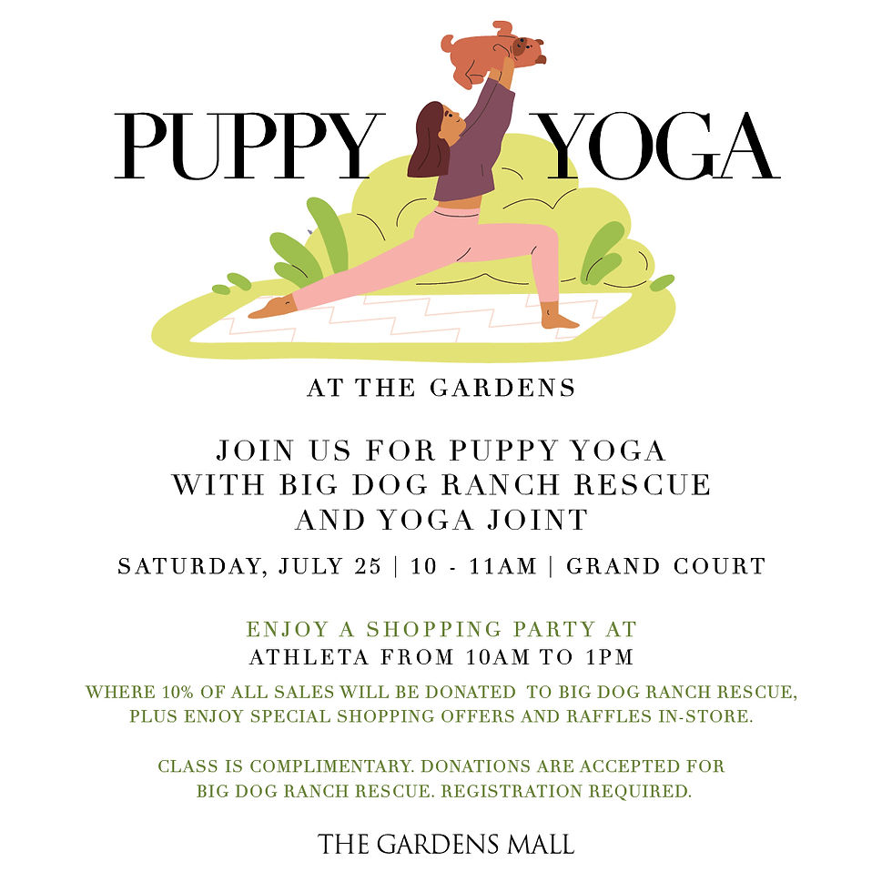 Puppy Yoga at the Gardens Mall