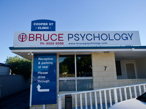 From the front verge of the clinic of Bruce Psychology in Mandurah, with parking at the rear.