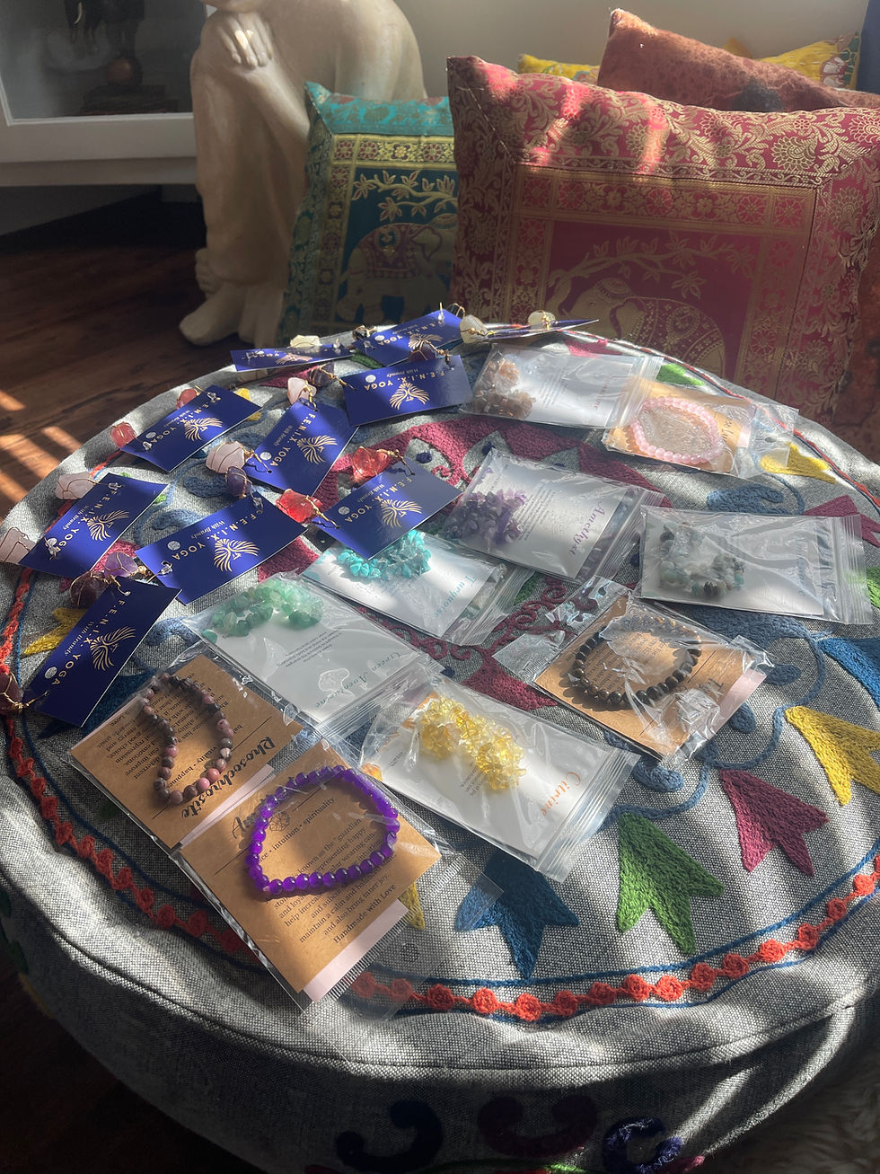 Thumbnail: Crystal Gemstone bracelets with description and use cards