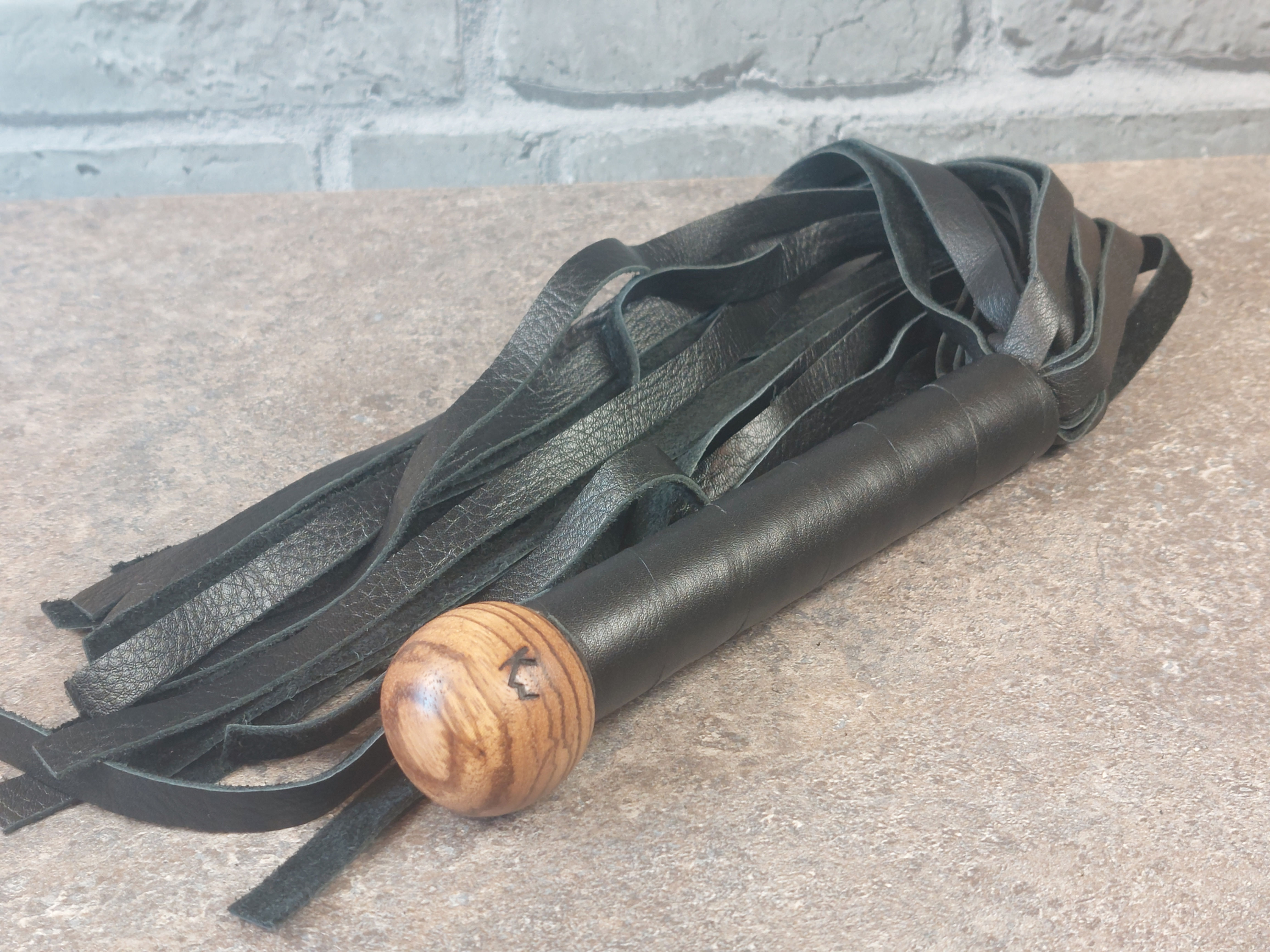 Soft Leather Flogger with Tigerwood Finial