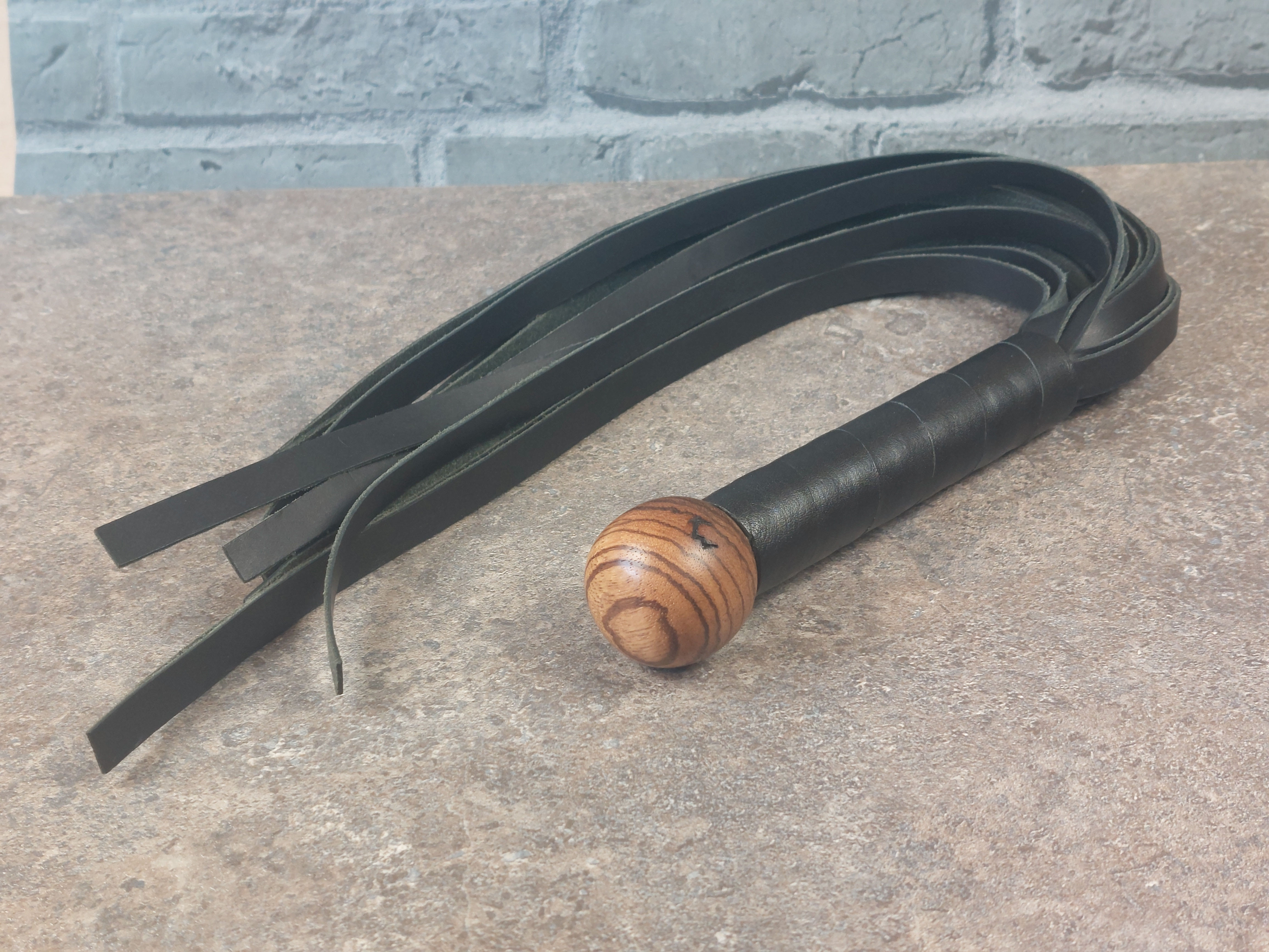 Leather Flogger with Tigerwood Finial