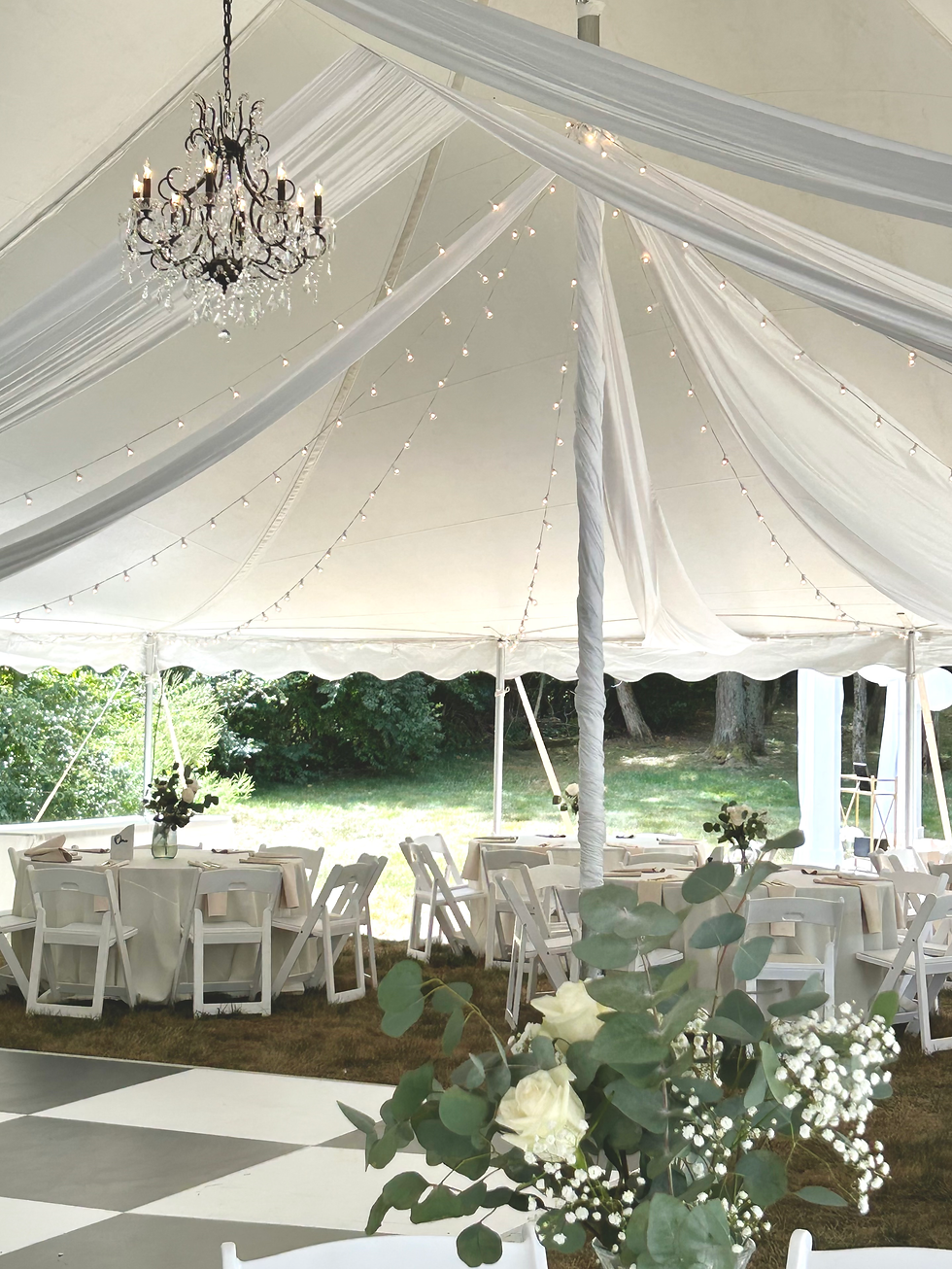 Tent Fabric Draping and Lighting