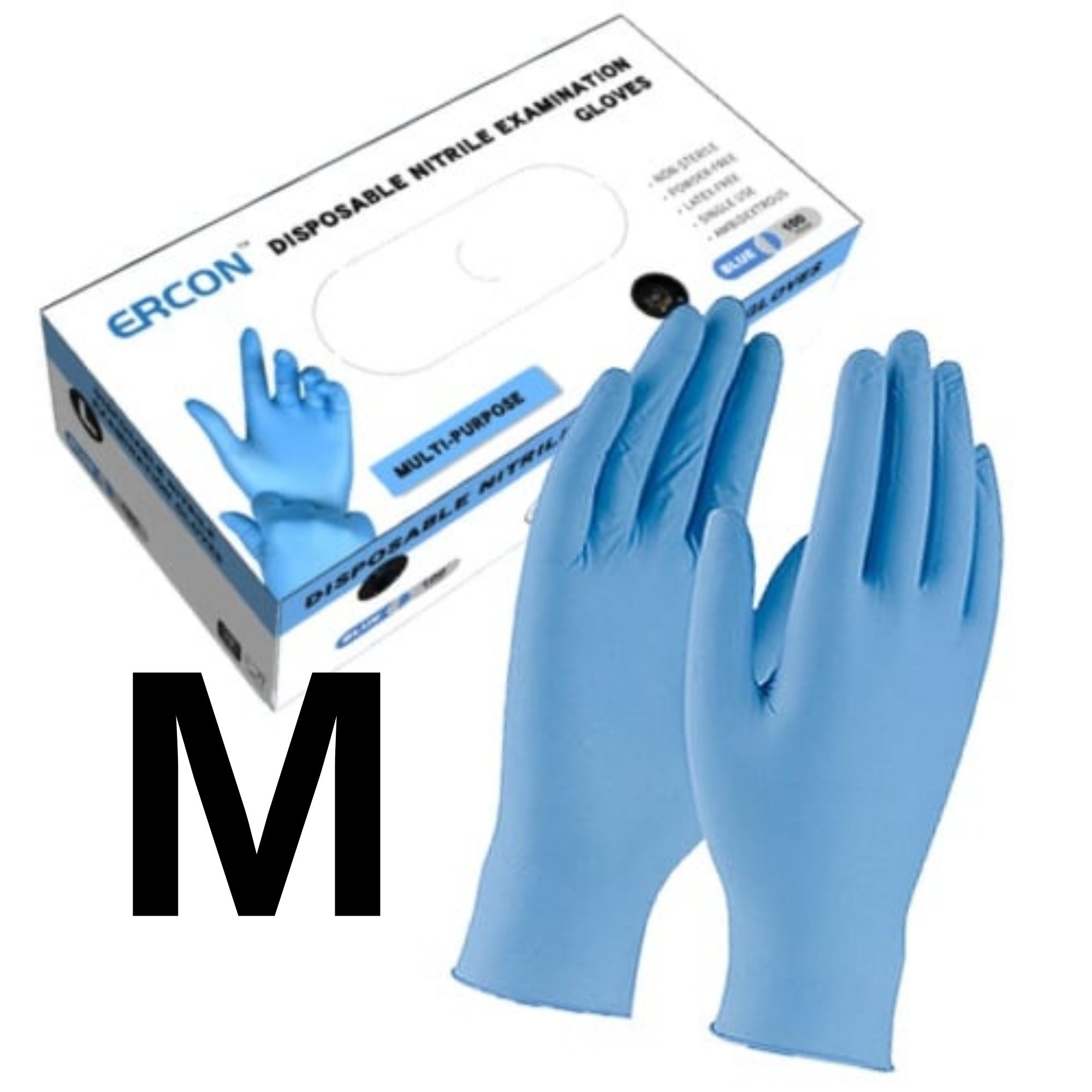 M号蓝色丁腈防护手套（100只/盒）/ Medium Blue Nitrile Gloves 100un/Box