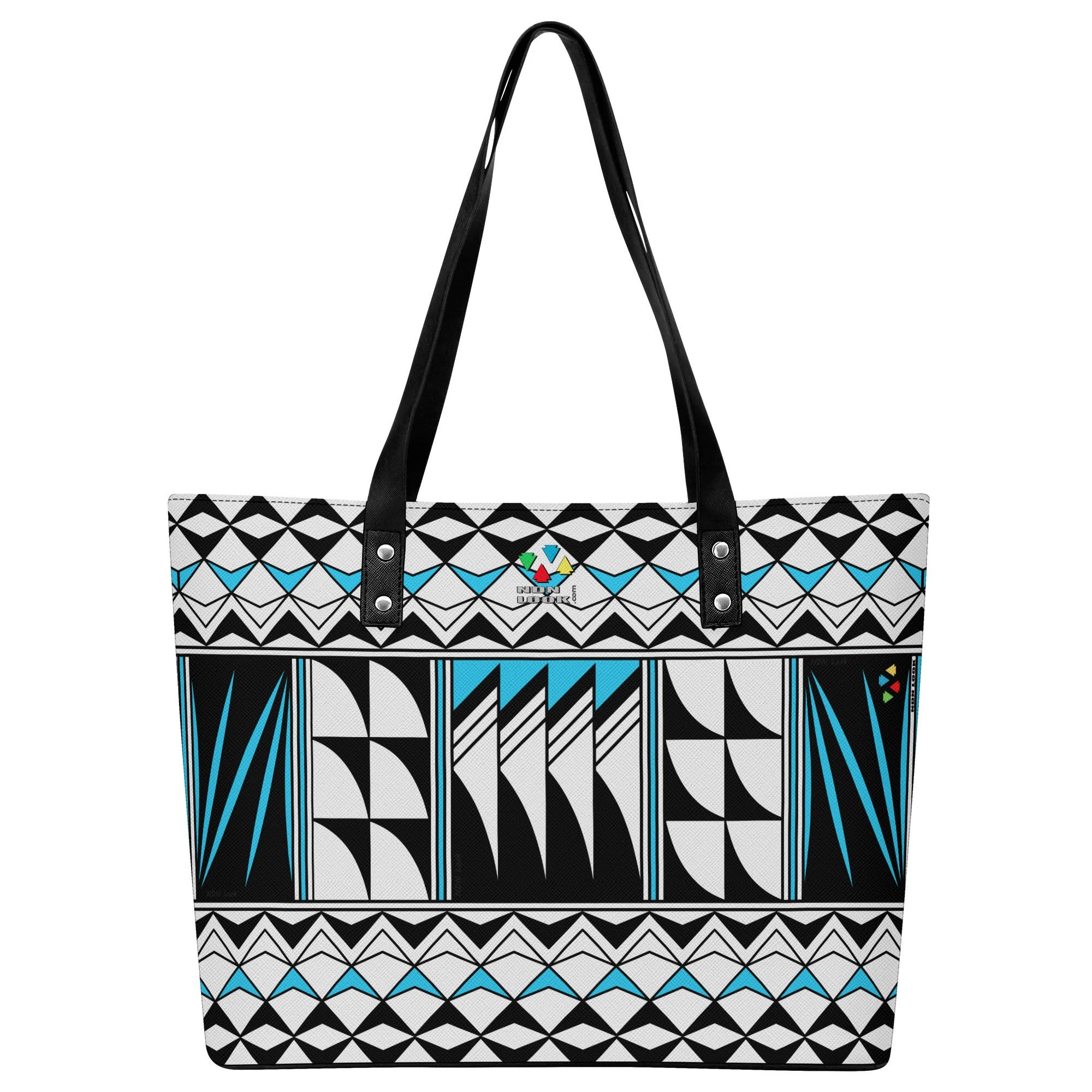 Feather Blessings in Turquoise Faux Leather Tote
