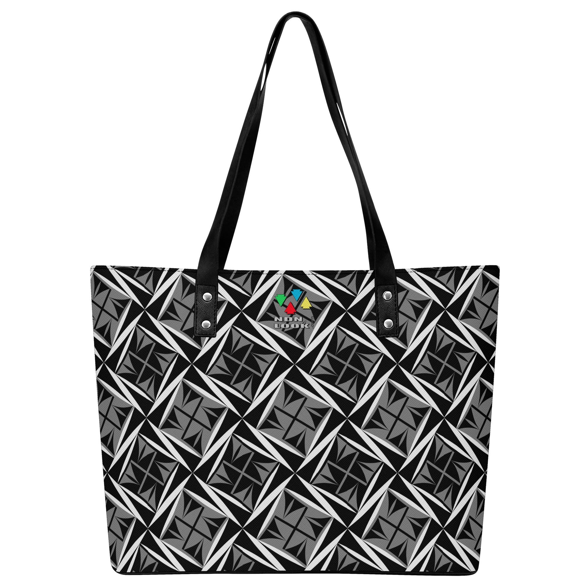 Sacred Winds in Gray Faux Leather Tote