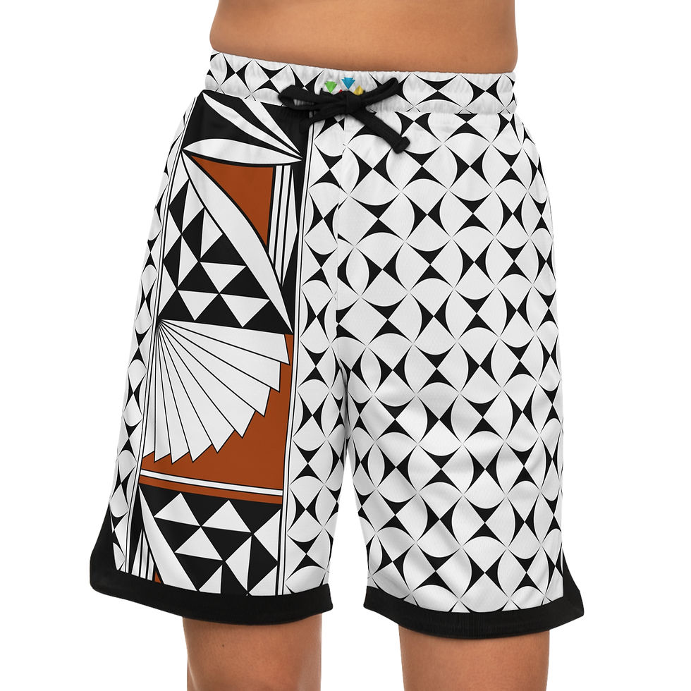 Thumbnail: Southwest Sunrise in Rust Basketball Rib Shorts