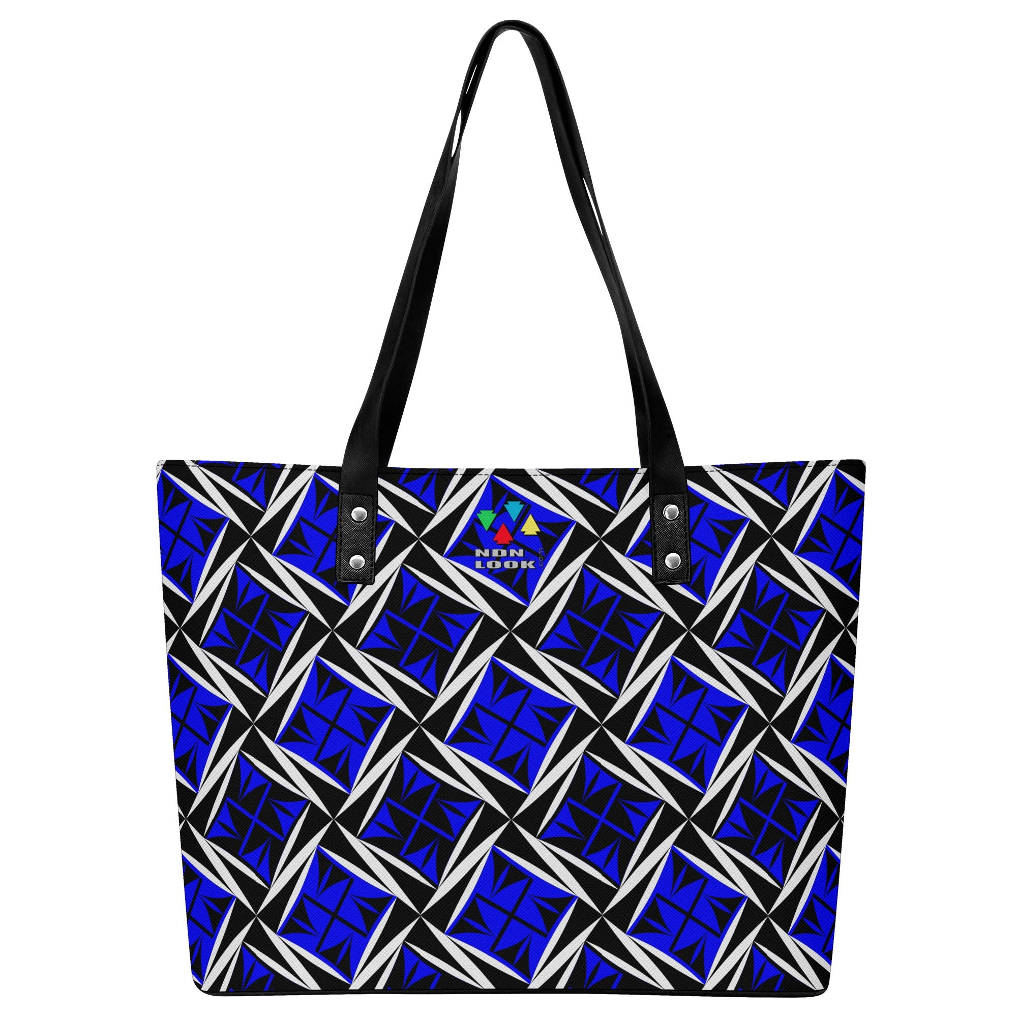 Sacred Winds in Cobalt Faux Leather Tote