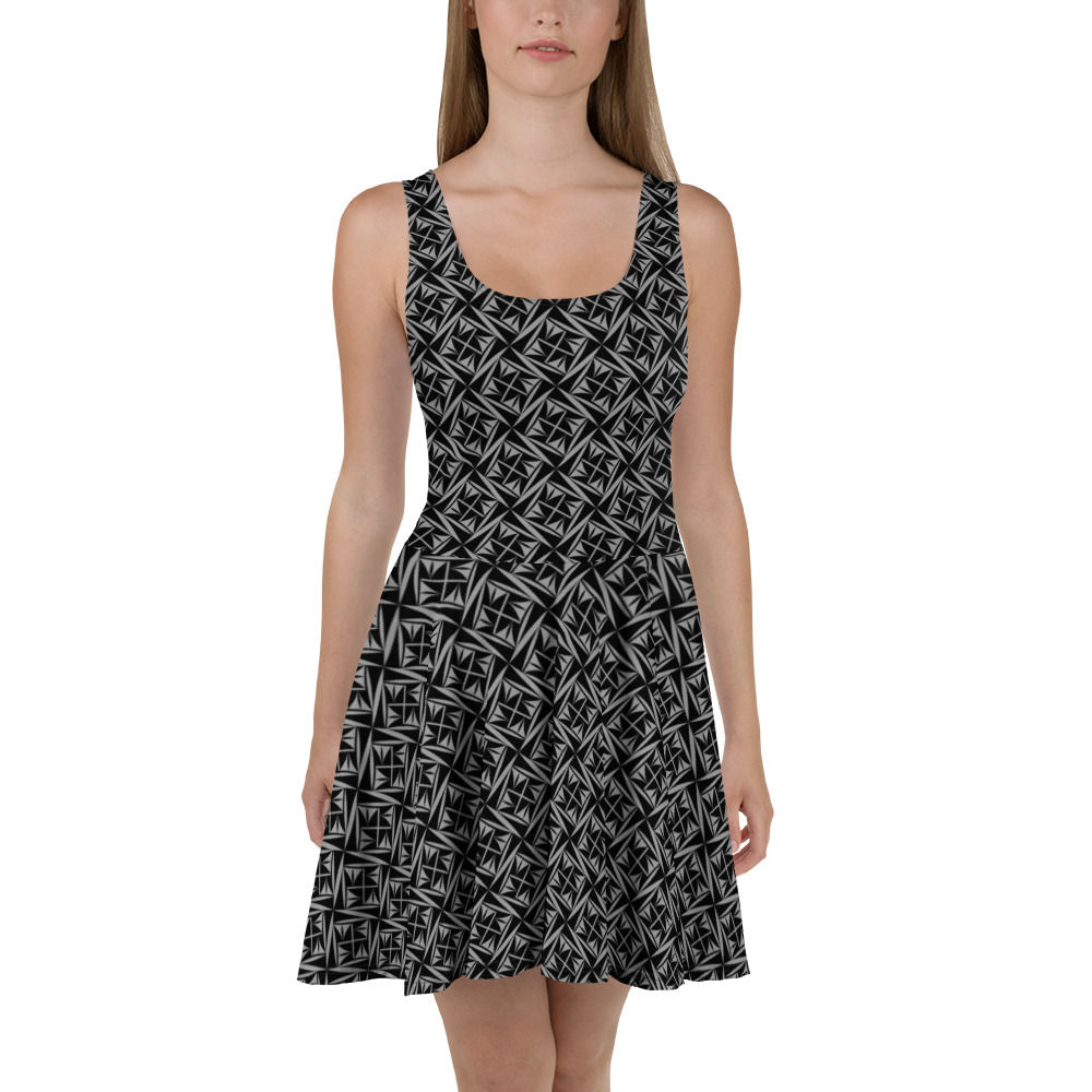 Sacred Winds in Charcoal Skater Dress