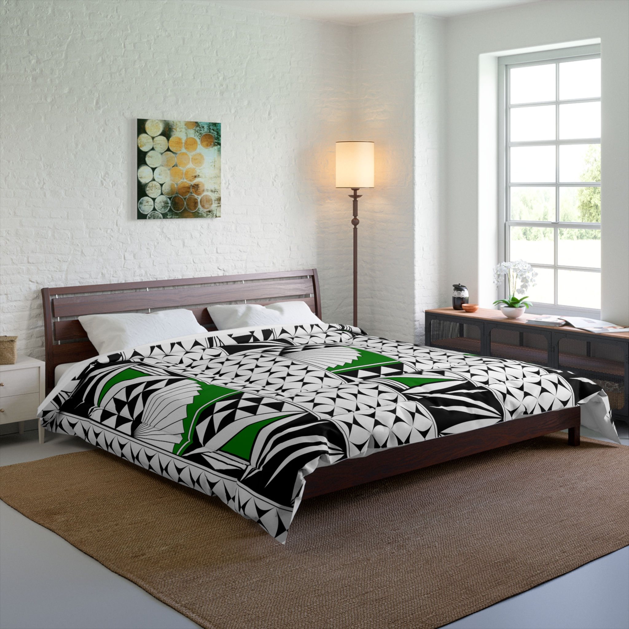 Southwest Sunrise in Green Comforter
