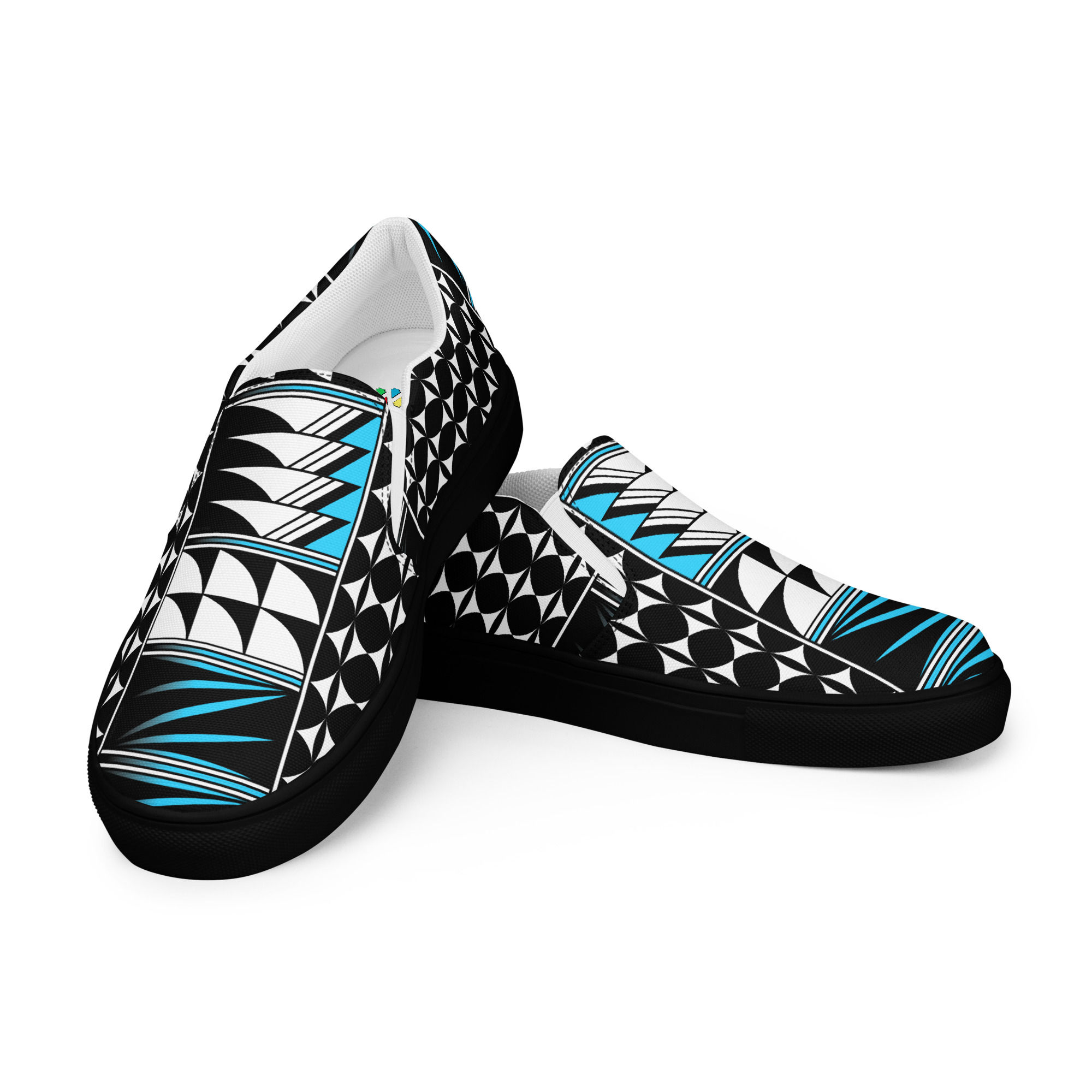 Feather Blessings - Turquoise - Men’s slip-on canvas shoes