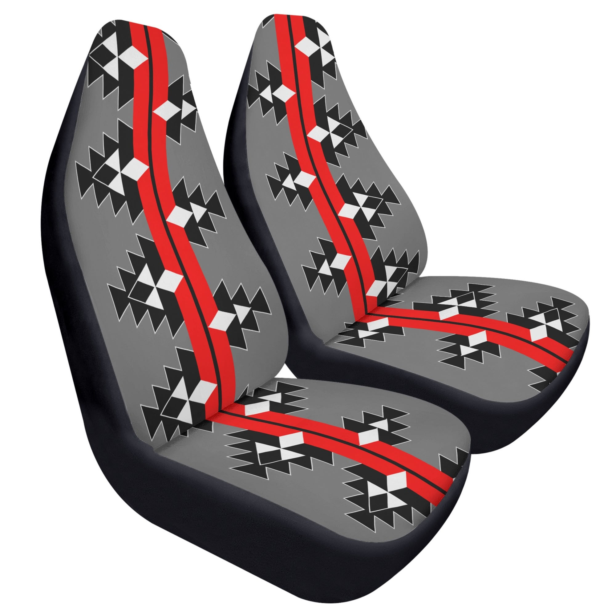 Native Woven Stories on Gray Auto Seat Covers