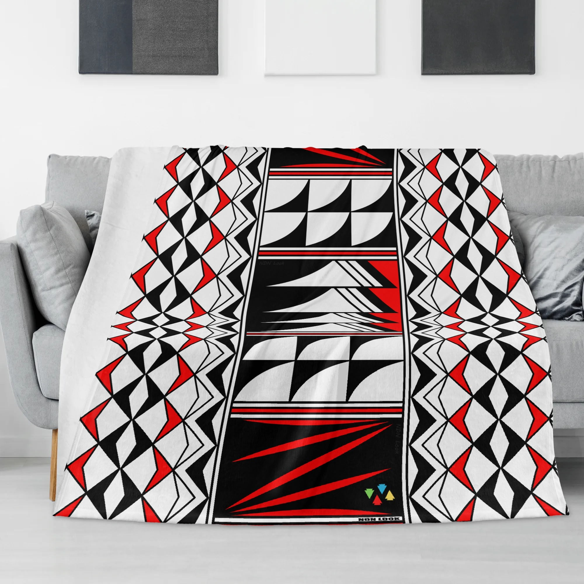 Feather Blessings in Red Flannel Blanket