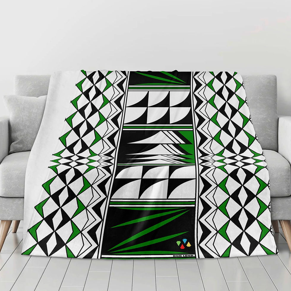 Thumbnail: Feather Blessings in Green Flannel Blanket
