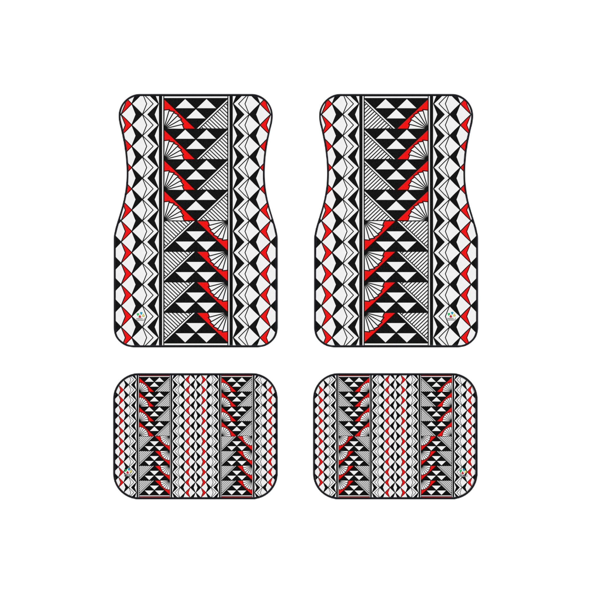 Sun and Rain in Red Car Mats (Set of 4)