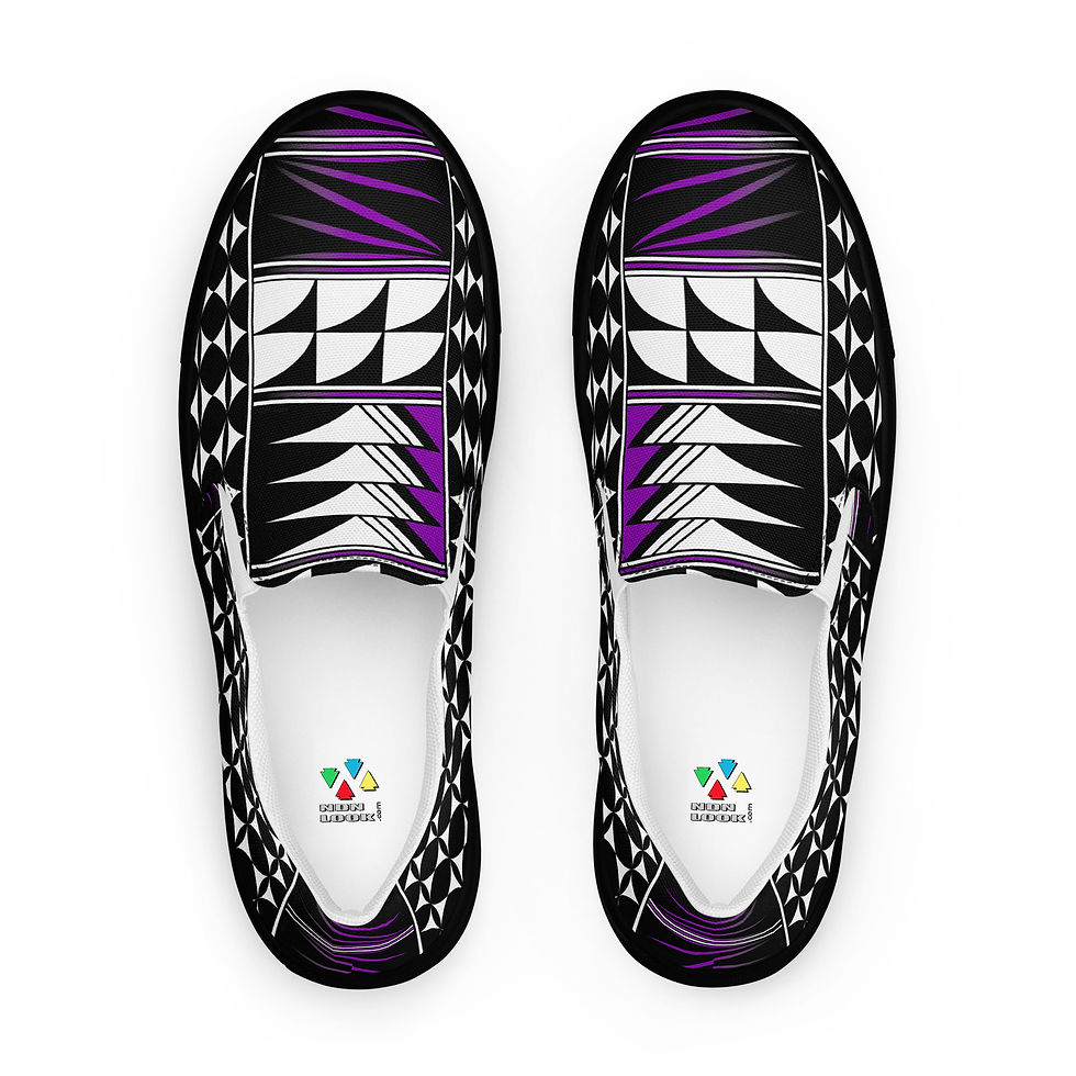 Thumbnail: Feather Blessings - Purple - Men’s slip-on canvas shoes