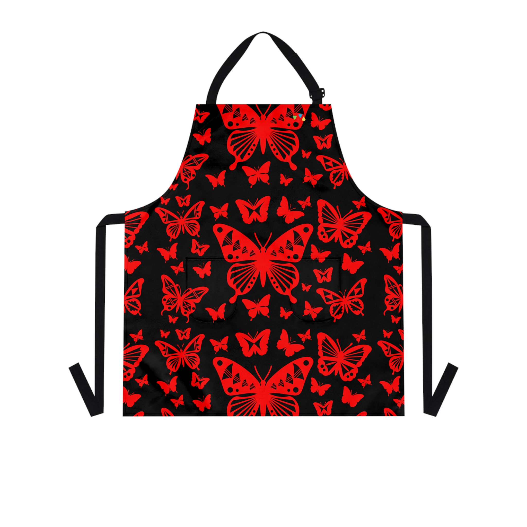 Native Butterflies in Red Two Pocket Apron