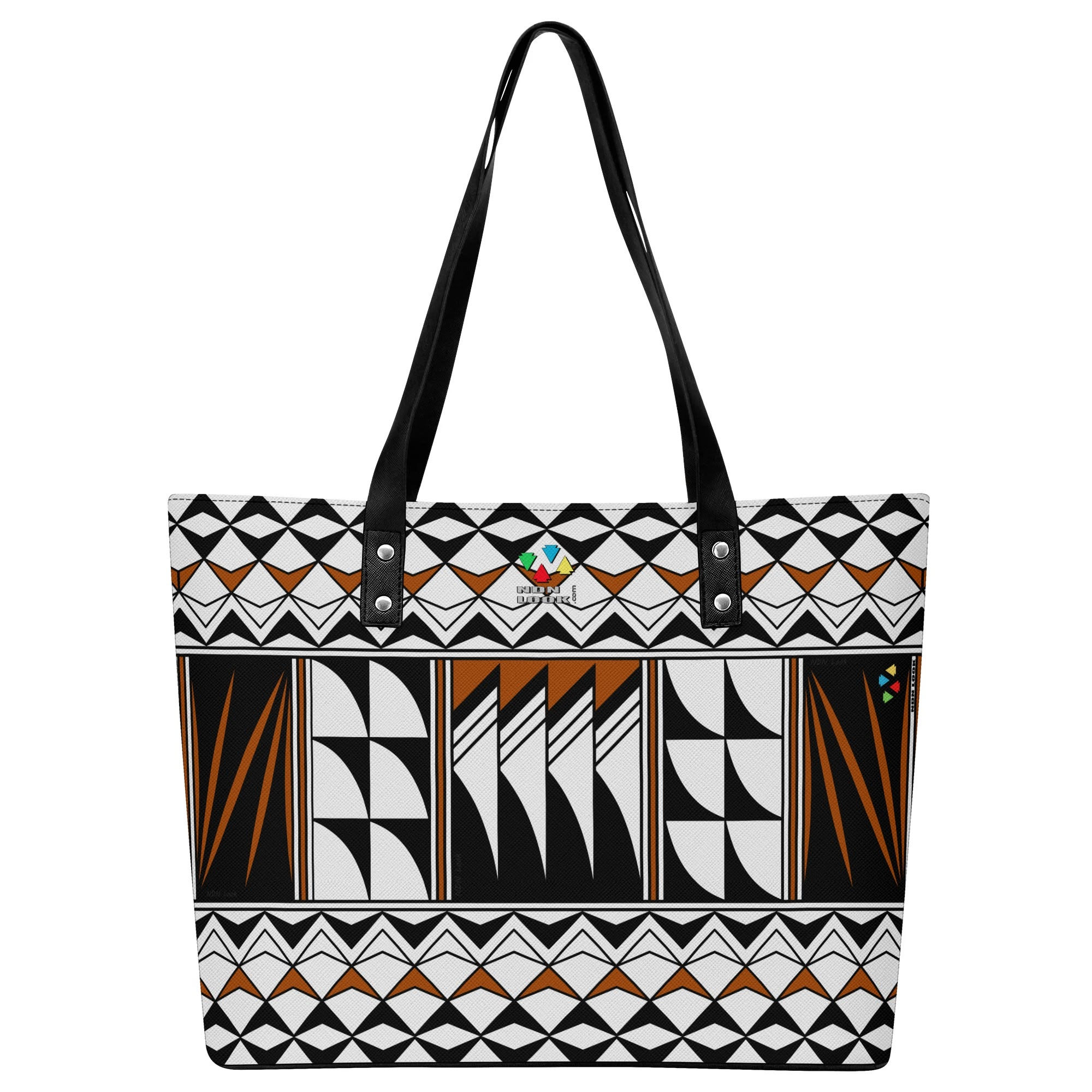 Feather Blessings in Rust Faux Leather Tote