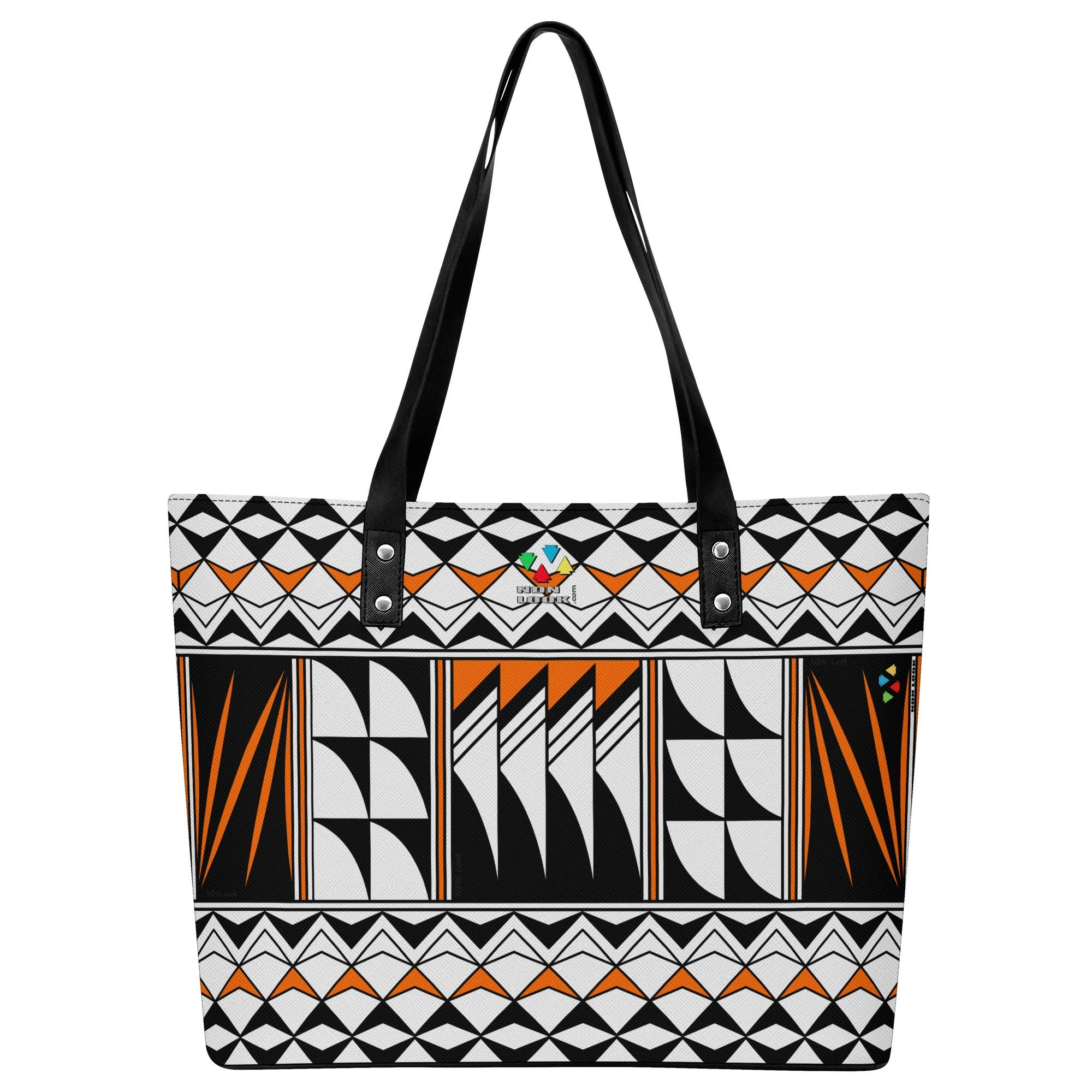 Feather Blessings in Orange Faux Leather Tote