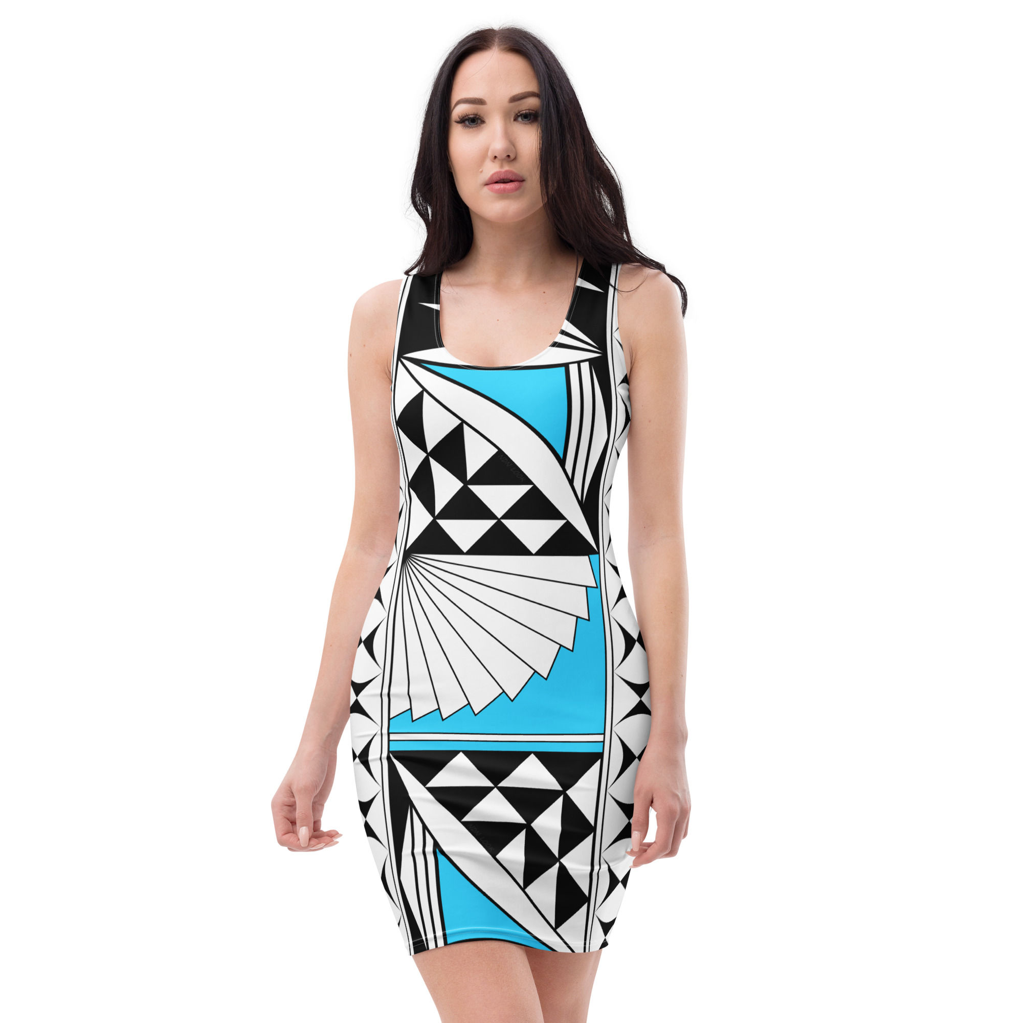 Southwest Sunrise in Turquoise Bodycon Dress