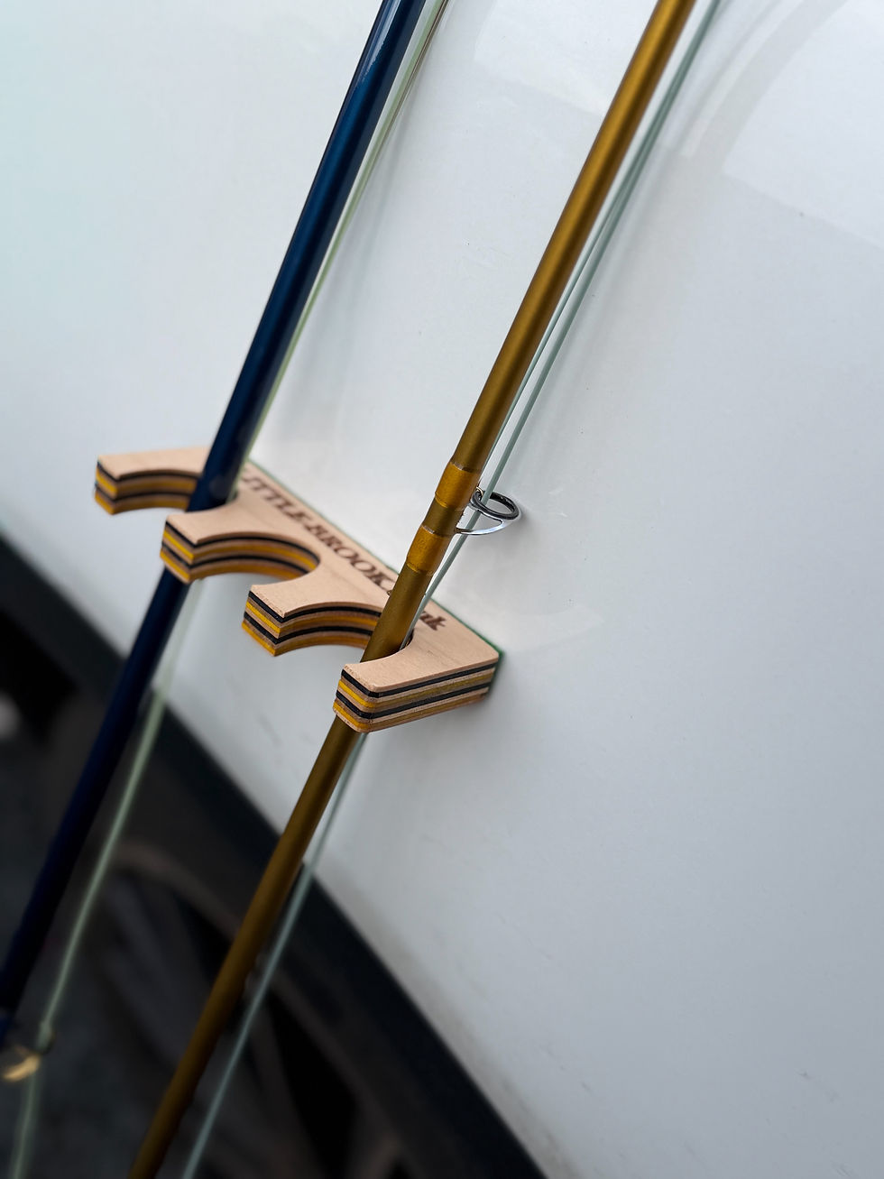 Thumbnail: A Beautiful handmade in the Uk fly fishing vehicle car rod holder rest. hardwood design artisan, different,cool, maple.