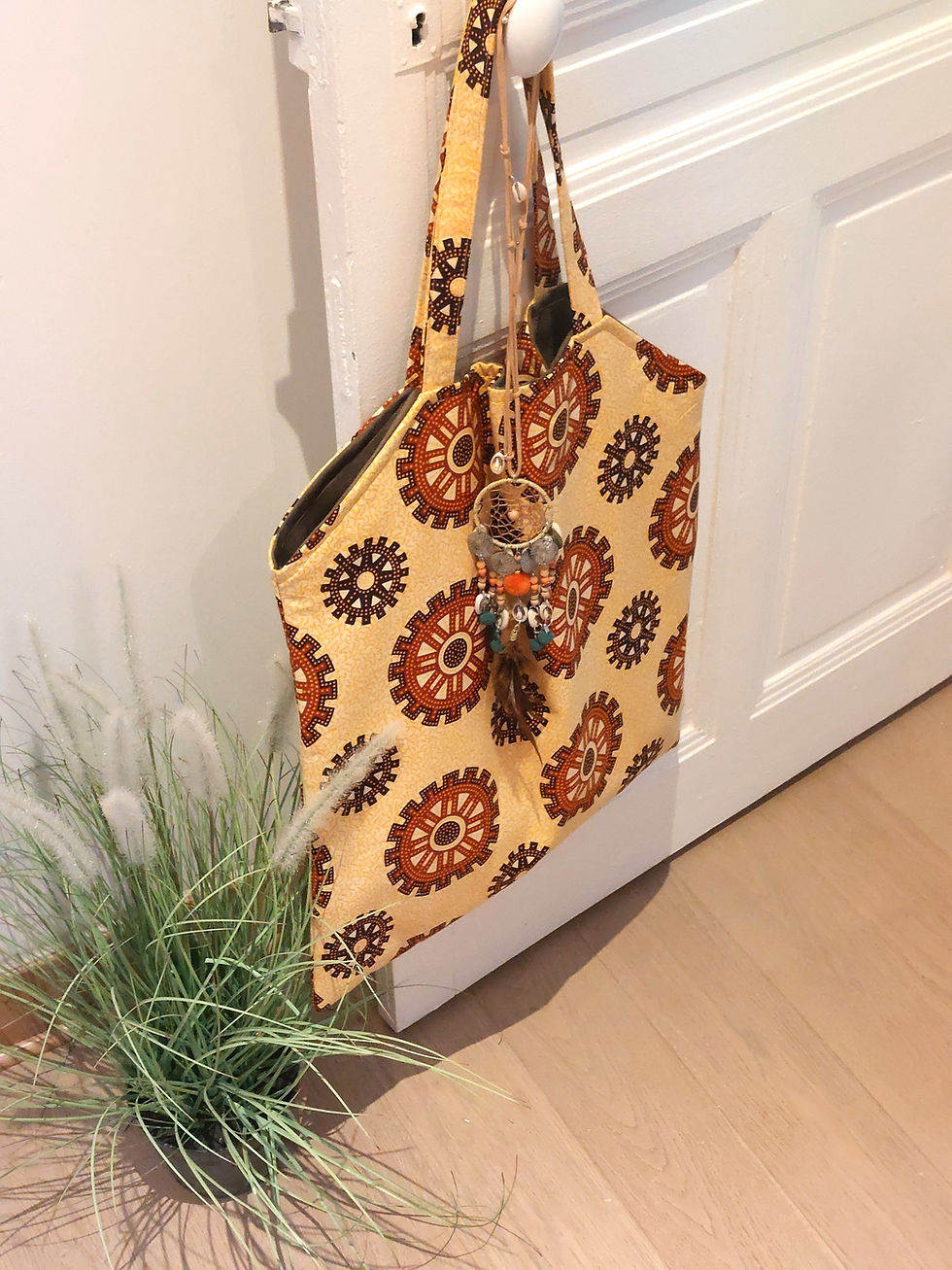 Miniature : Tote Bag ethnique en Wax jaune