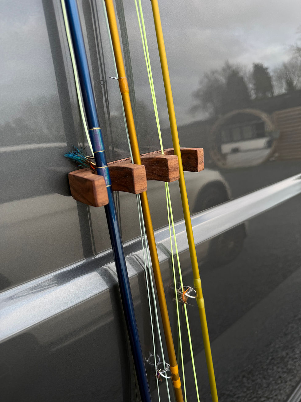 A Beautiful handmade in the Uk fly fishing vehicle car rod holder rest. hardwood design artisan, different,cool, maple.