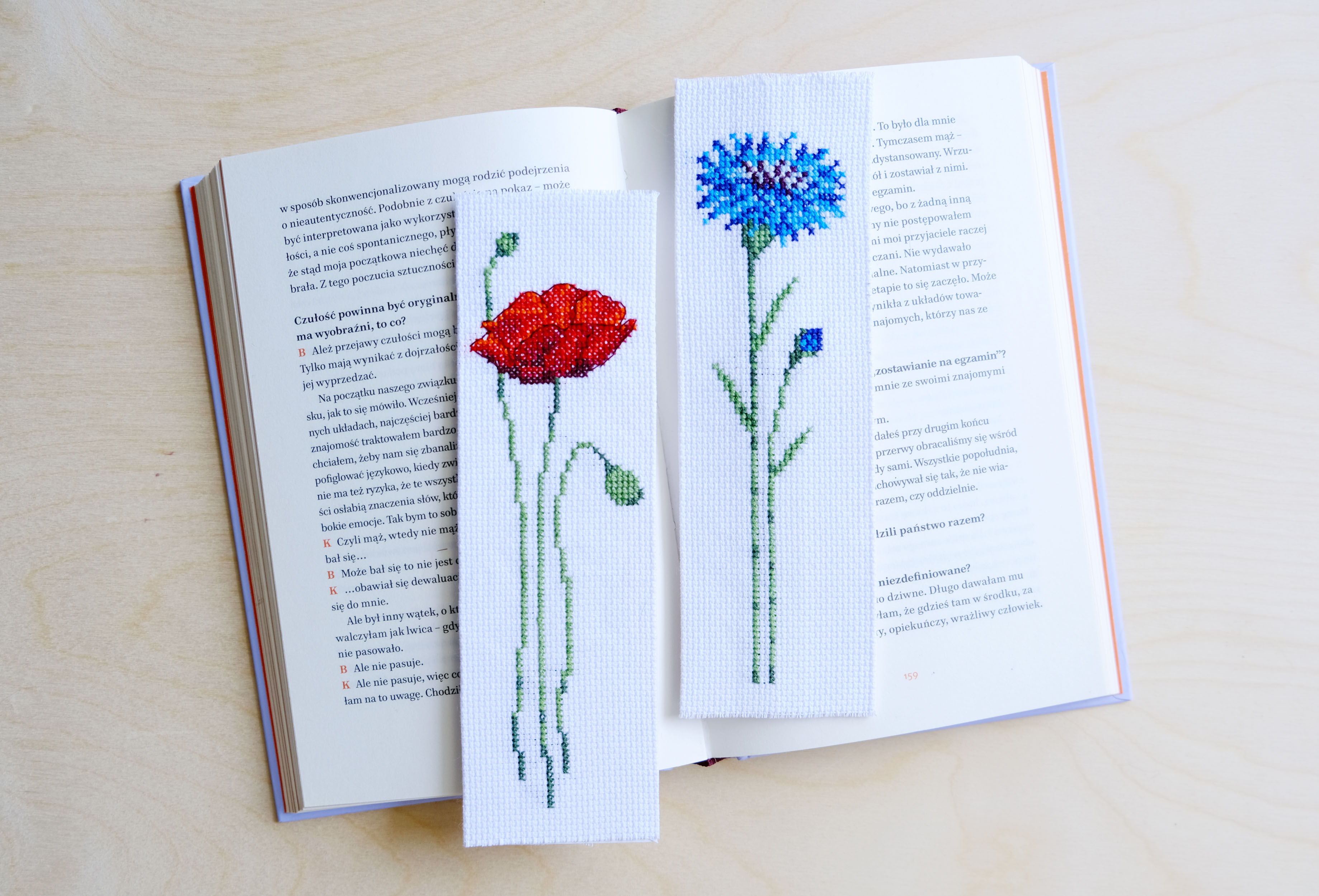 2 Bookmark Cross Stitch Pattern PDF, Poppy & Cornflower