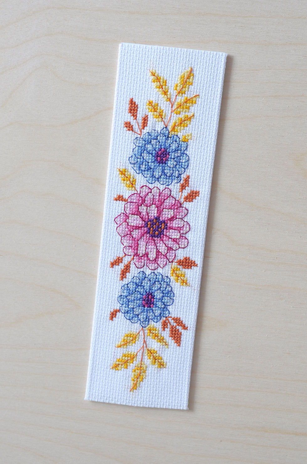 Thumbnail: Fall Cross Stitch Bookmark Pattern PDF, Autumn Aster Flowers