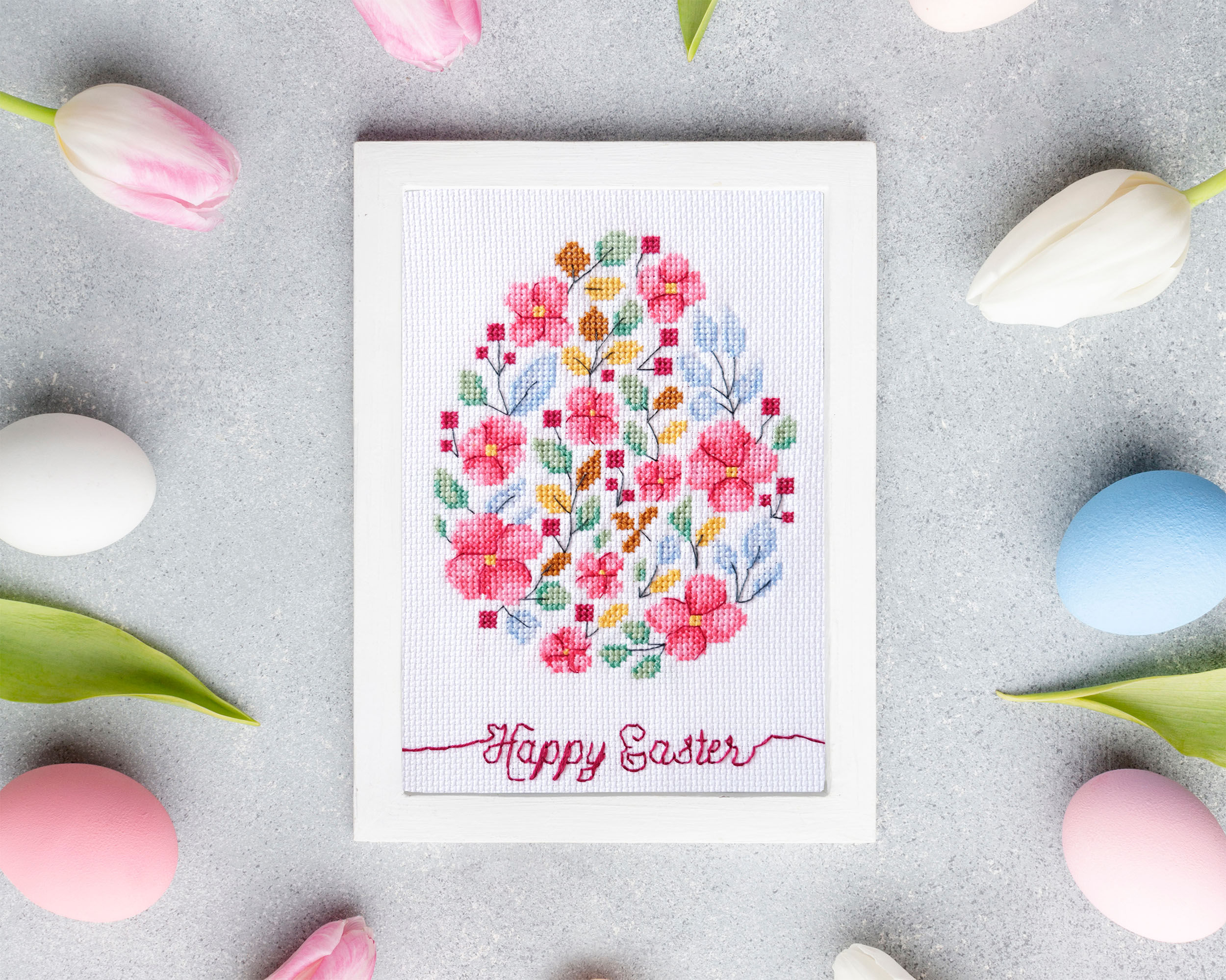 Floral Easter Egg PDF Pattern - Pink Flowers