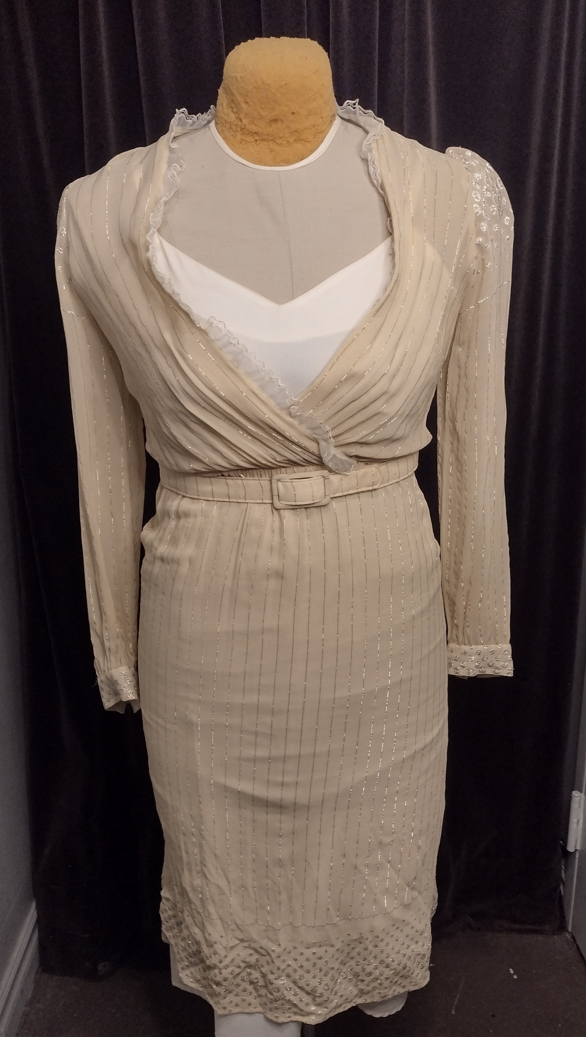Vintage Gold Dress w/ Metallic Detail