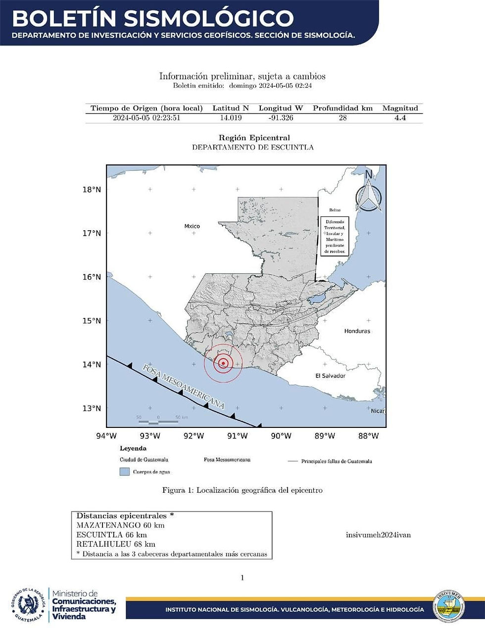 INSIVUMEH registra sismo durante la madrugada de este domingo