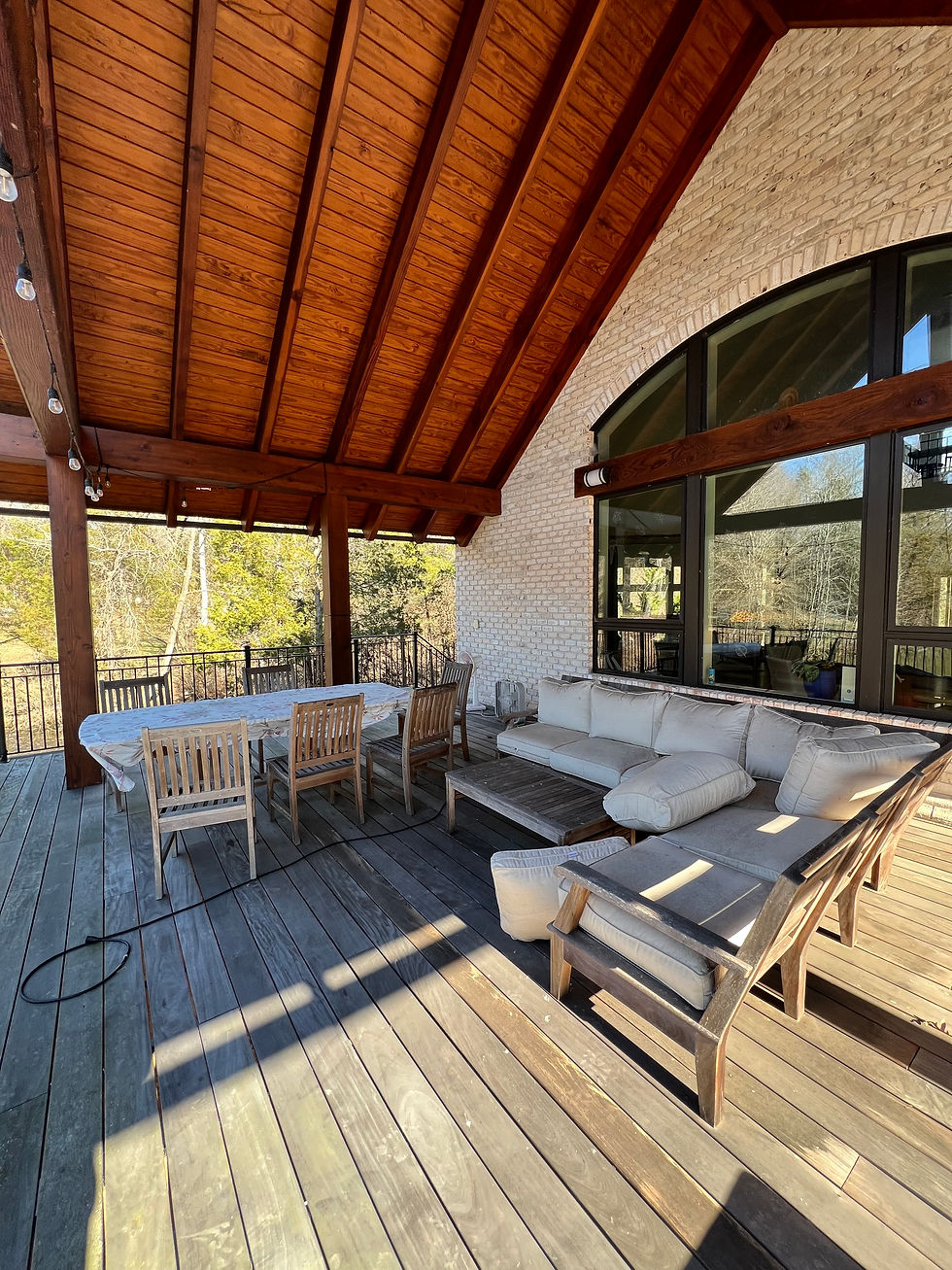Wood staining ceiling