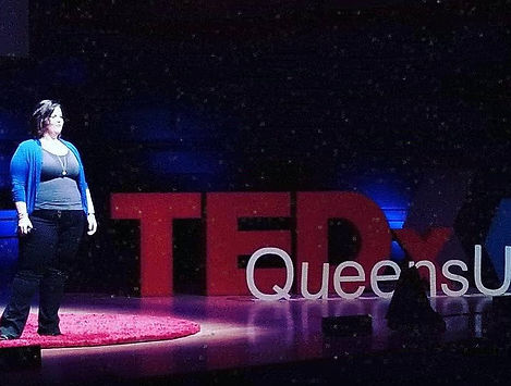 cassie at a ted talk