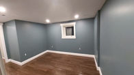 Bedroom in basement with egress window