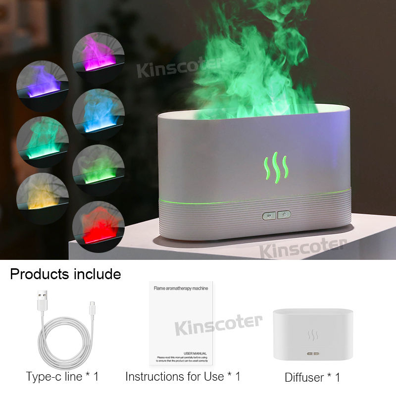 Miniatura: Difusor e Umidificador de Aromas com Efeito Chama (7 Cores)