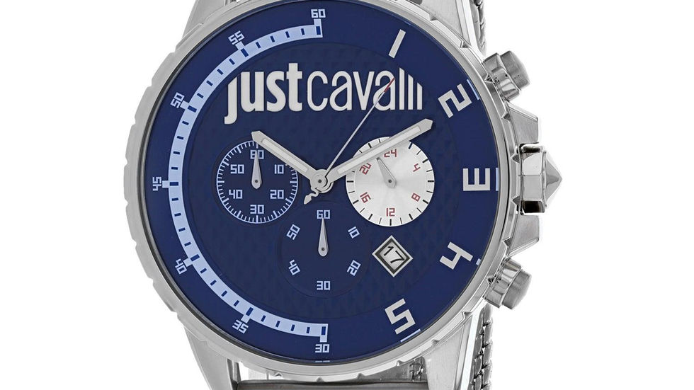Just Cavalli stainless steel sport watch with blue chronograph dial