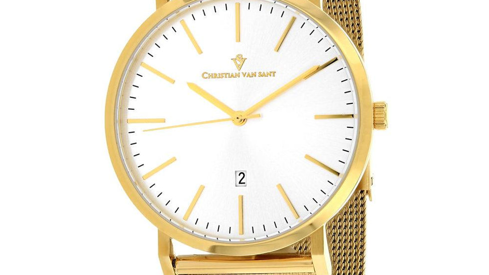 Christian Van Sant Paradigm Watch with gold mesh band