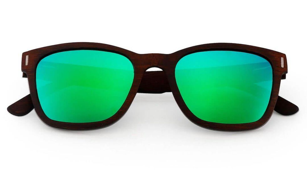 Ultimate sunglasses with dark frames and green mirrored lenses