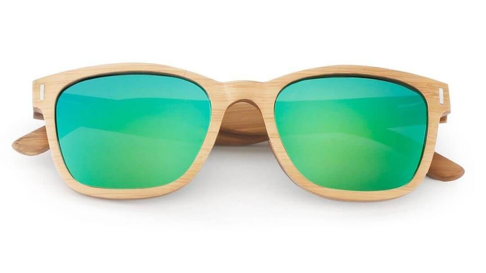 Ultimate bamboo sunglasses with green mirrored lenses