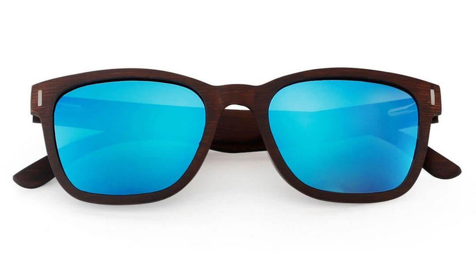 Ultimate sunglasses with brown frames and blue mirrored lenses
