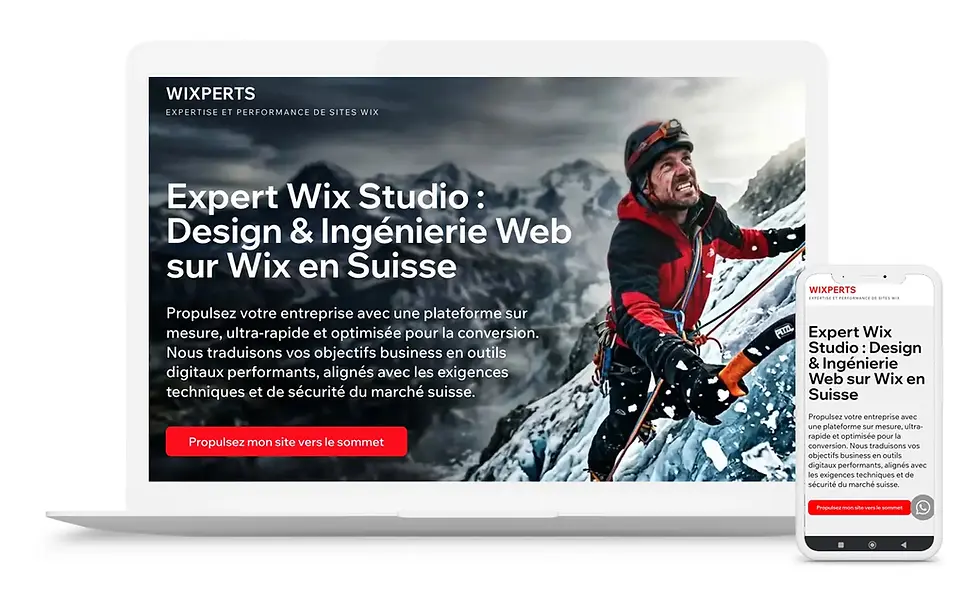 Maquette-responsive-sur-ordinateur-et-mobile-de-la-plateforme-Wixperts-optimisée-sur-Wix-S
